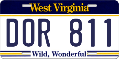 WV license plate DOR811
