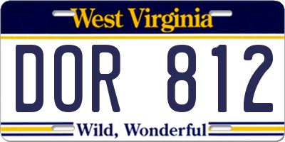 WV license plate DOR812
