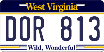 WV license plate DOR813