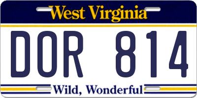 WV license plate DOR814
