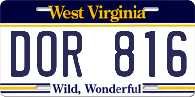 WV license plate DOR816