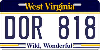 WV license plate DOR818