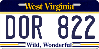 WV license plate DOR822