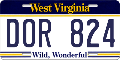 WV license plate DOR824