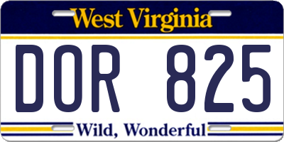 WV license plate DOR825