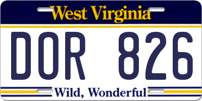 WV license plate DOR826
