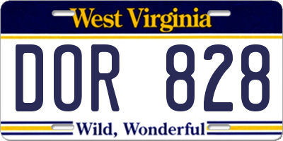 WV license plate DOR828