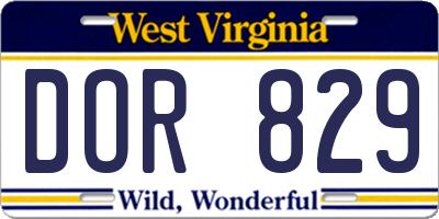 WV license plate DOR829
