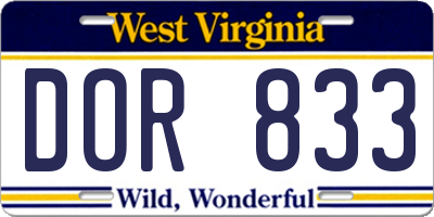 WV license plate DOR833