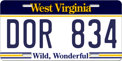 WV license plate DOR834