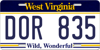 WV license plate DOR835
