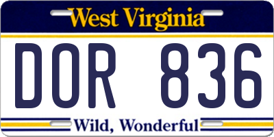 WV license plate DOR836