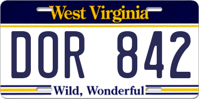 WV license plate DOR842
