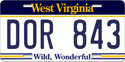 WV license plate DOR843