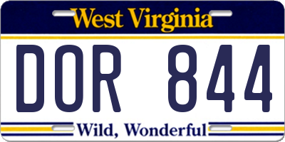 WV license plate DOR844