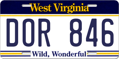 WV license plate DOR846