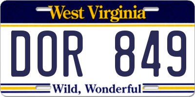 WV license plate DOR849