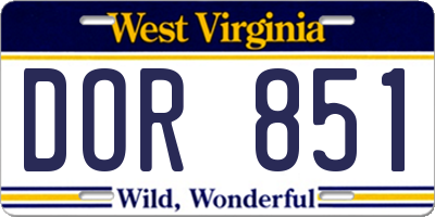 WV license plate DOR851