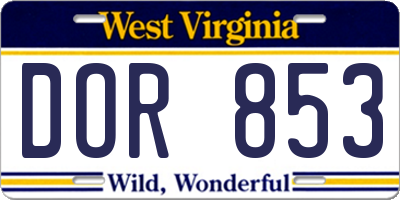 WV license plate DOR853