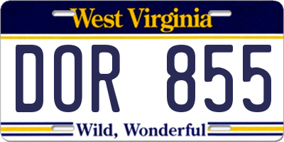 WV license plate DOR855