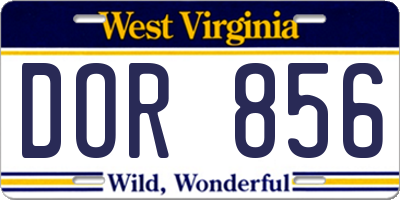 WV license plate DOR856