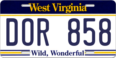 WV license plate DOR858