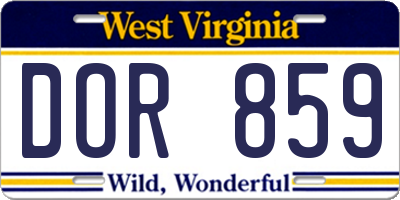 WV license plate DOR859