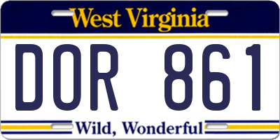 WV license plate DOR861