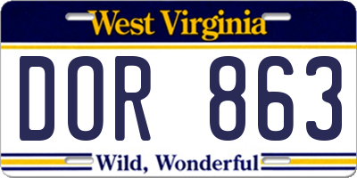 WV license plate DOR863