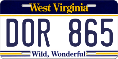 WV license plate DOR865