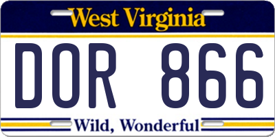 WV license plate DOR866