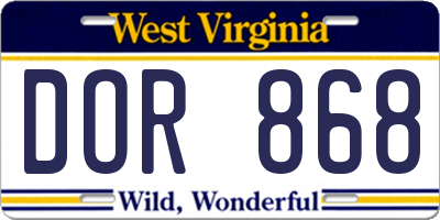 WV license plate DOR868