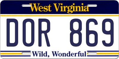 WV license plate DOR869