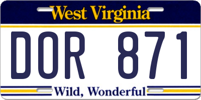 WV license plate DOR871