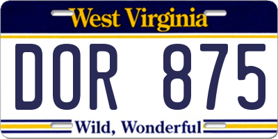 WV license plate DOR875
