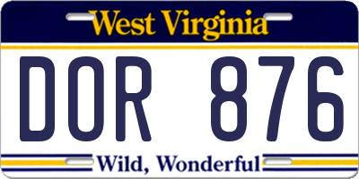 WV license plate DOR876