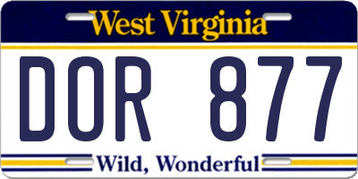 WV license plate DOR877