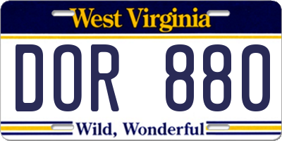 WV license plate DOR880