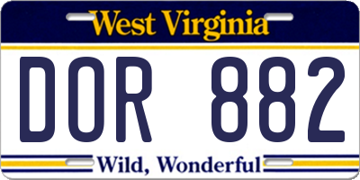 WV license plate DOR882