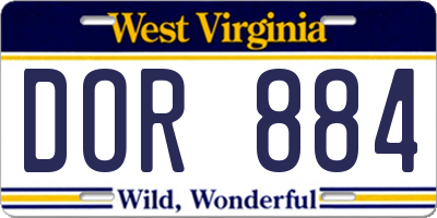 WV license plate DOR884