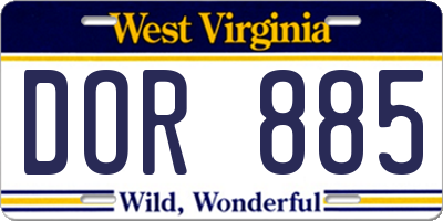 WV license plate DOR885