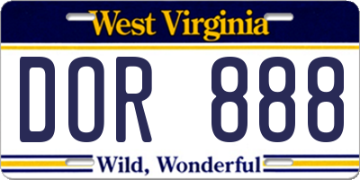 WV license plate DOR888