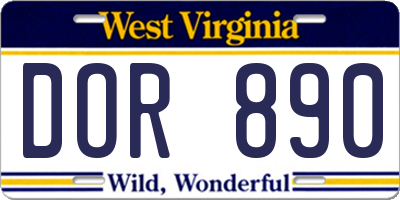 WV license plate DOR890