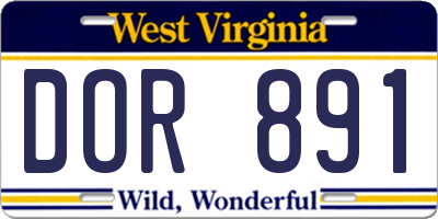 WV license plate DOR891