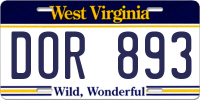 WV license plate DOR893