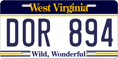 WV license plate DOR894