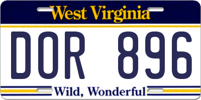 WV license plate DOR896