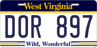 WV license plate DOR897