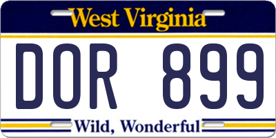 WV license plate DOR899