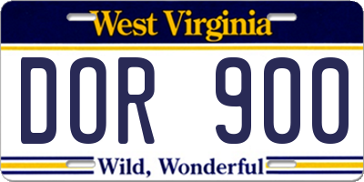 WV license plate DOR900